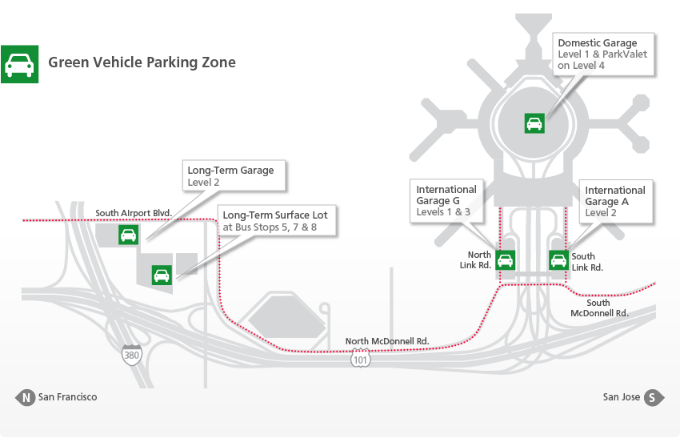 sfo parking green vehicle parking zone