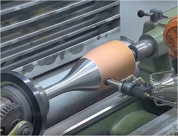 Cold spray copper deposition on a mandrel. (Image courtesy of ASB Industries.)