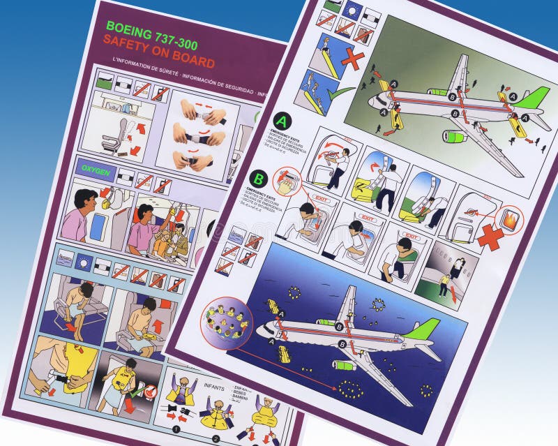 Airline Safety Information - Boeing Airliner royalty free stock photography