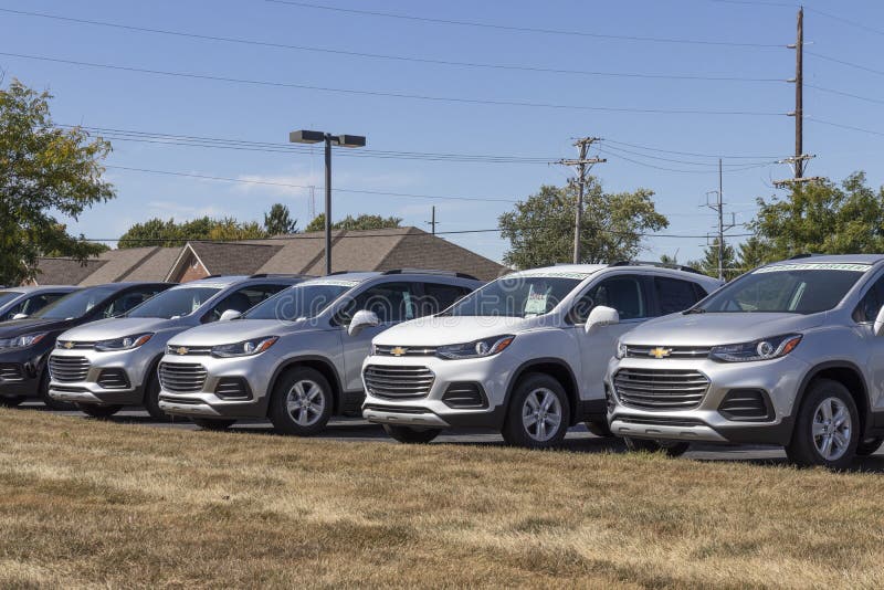 Chevrolet Trax SUV crossover on display at a dealership. Chevy is a Division of General Motors. Avon - Circa September 2020: Chevrolet Trax SUV crossover on stock images