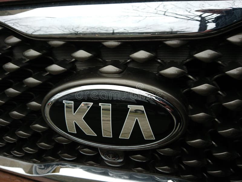 Kia car logo. Berlin, Germany - December 6, 2017: Kia car logo. Kia Motor Corporation headquartered in Seoul, is South Korea`s second-largest automobile royalty free stock photos