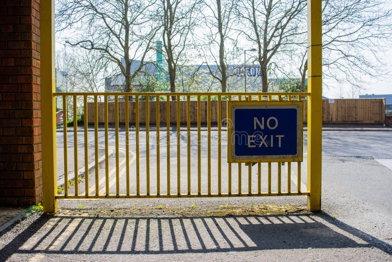 No exit sign on railings royalty free stock photo