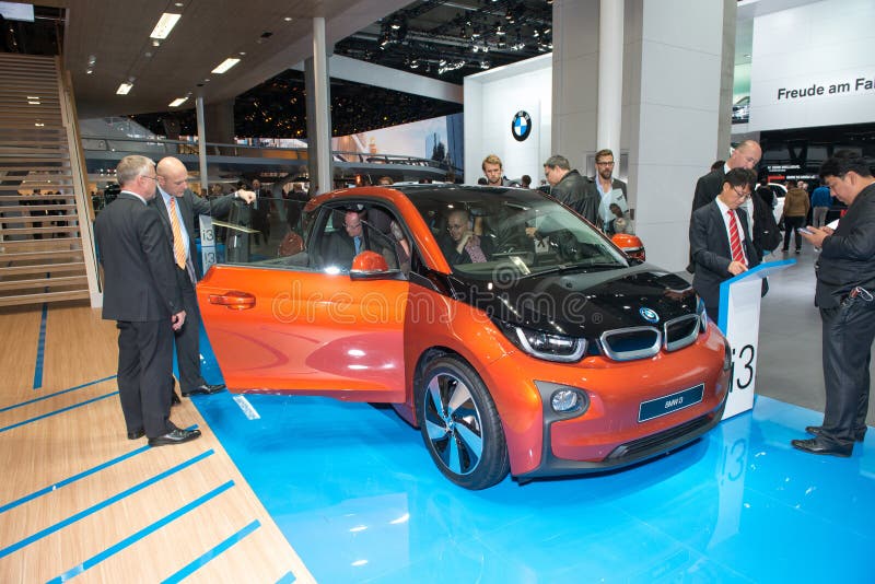 BMW i3 is the world’s first premium all-electric car - world premiere. Frankfurt international motor show (IAA) 2013. BMW i3 is the world’s first premium all stock images