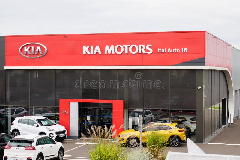 Bordeaux , Aquitaine / France - 10 30 2019 : Kia dealership shop station sign South Korea automobile manufacturer car logo store royalty free stock photo
