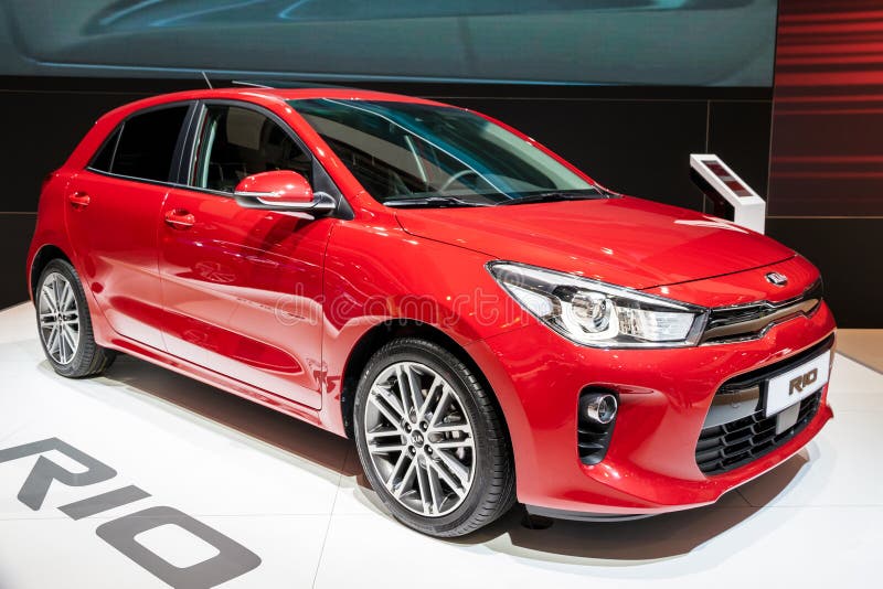 Kia Rio car. BRUSSELS - JAN 19, 2017: New Kia Rio car on display at the Motor Show Brussels royalty free stock photo