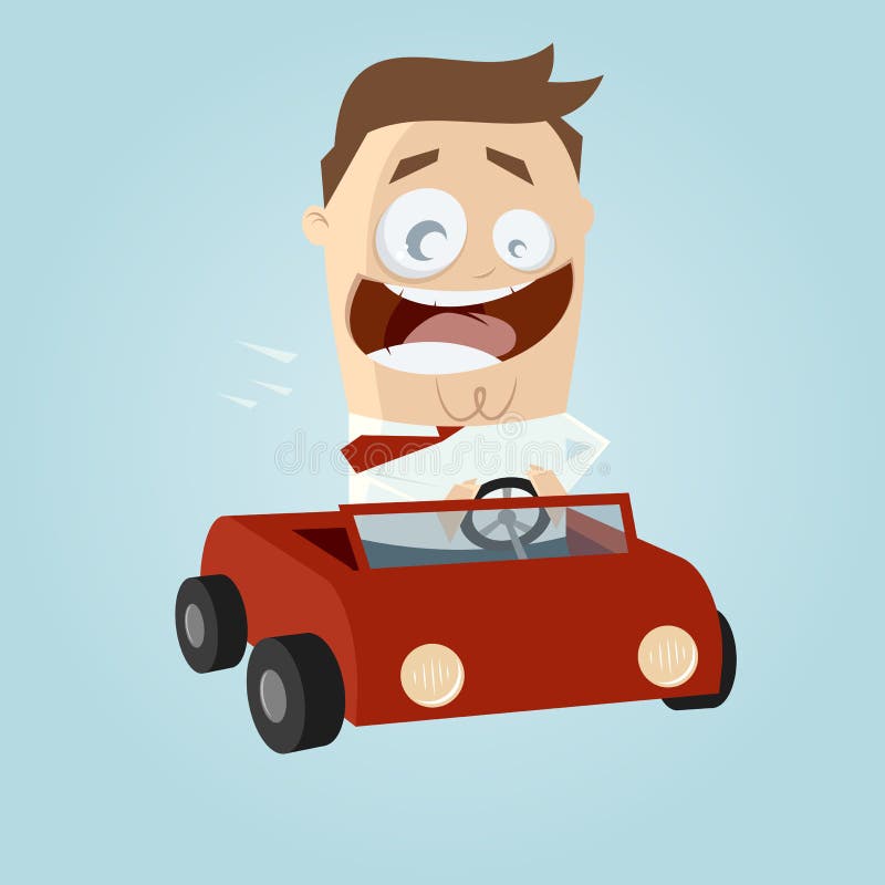Business man driving a car. Funny illustration of a business man driving a car royalty free illustration