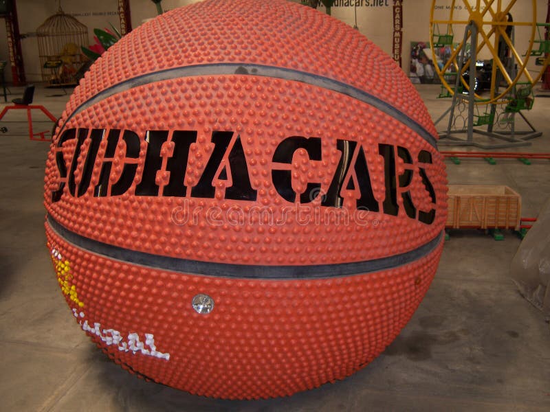 Basket ball car at Sudha Cars Museum, Hyderabad. Sudha Cars Museum is the first and only handmade Wacky Car museum in the World. It is the brainchild of Mr. K stock photos