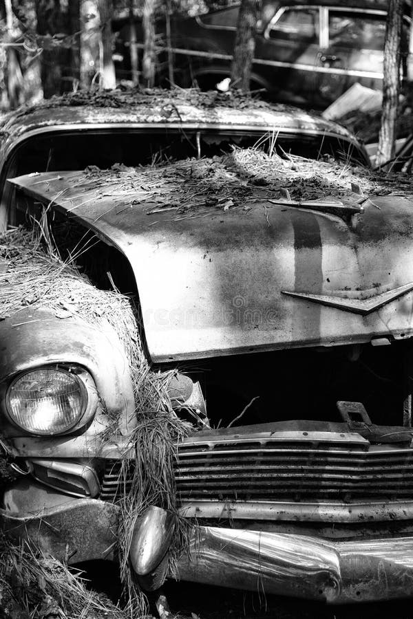 Old Scrap Car in the Junk Yard stock images