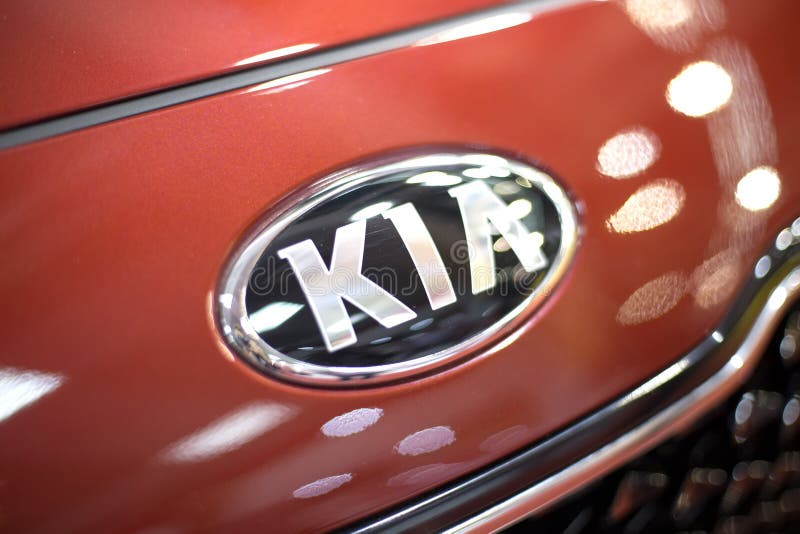 Kia car. Detail of Kia car in Belgrade, Serbia. Kia Motor Corporation is South Korea second largest automobile manufacturer stock image