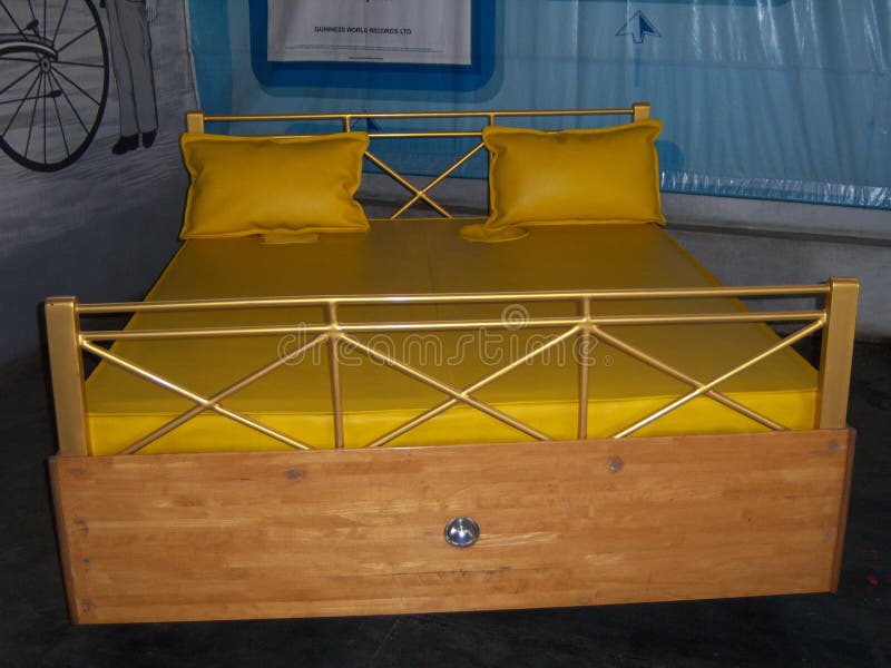Double bed car at Sudha Cars Museum, Hyderabad. Sudha Cars Museum is the first and only handmade Wacky Car museum in the World. It is the brainchild of Mr. K stock image
