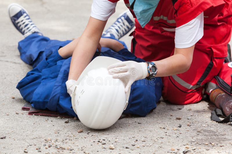 First aid after work accident royalty free stock photography