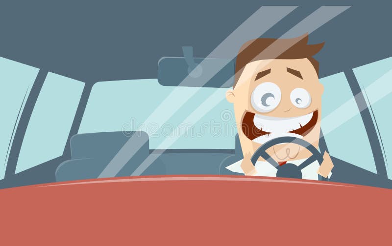 Funny comic man driving a car. Clipart of a funny comic man driving a car vector illustration
