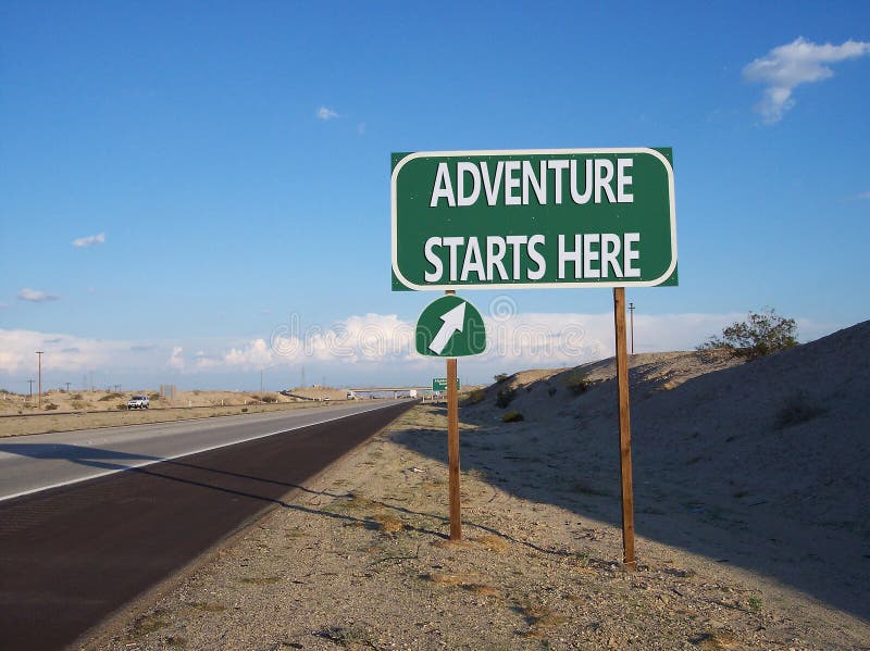 Adventure Roadside Highway Exit Sign royalty free stock photos