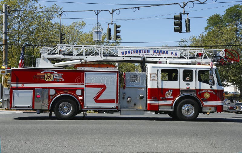 Huntington Manor Fire Department ladder fire truck royalty free stock photography