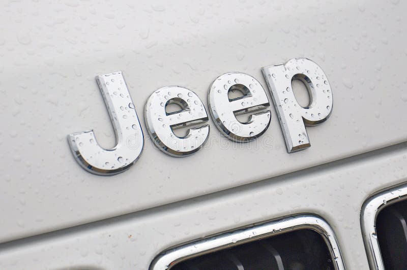 Jeep Car logo. On SUV car in Boston, USA stock images