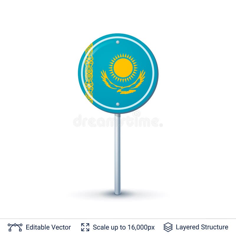 Kazakhstan flag isolated on white. stock illustration