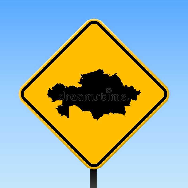 Kazakhstan map on road sign. stock illustration
