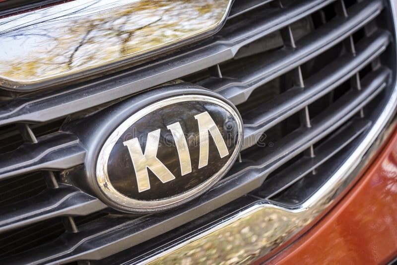 KIA car emblem. KIA car emblem on radiator grille royalty free stock image