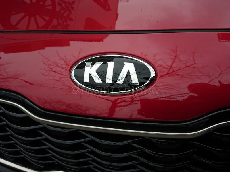 Kia car logo. Berlin, Germany - December 6, 2017: Kia car logo. Kia Motor Corporation headquartered in Seoul, is South Korea`s second-largest automobile royalty free stock photography