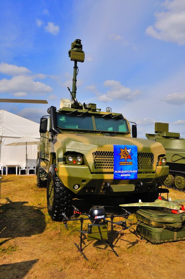 MOSCOW, RUSSIA - AUG 2015: Reconnaissance vehicle KAMAZ-53949 pr. Esented at the 12th MAKS-2015 International Aviation and Space Show on August 28, 2015 in stock images