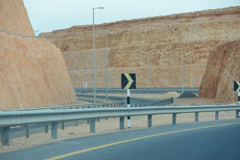 Muscat express way exit lane road, Oman royalty free stock image