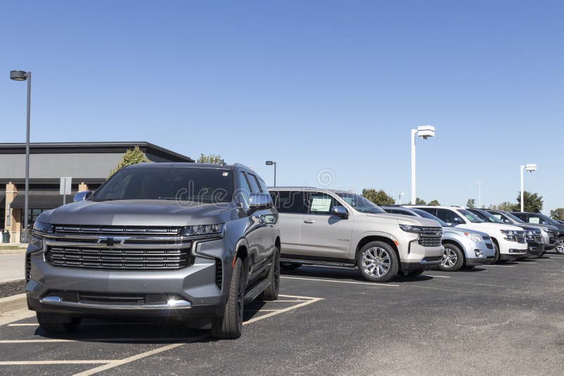 Chevrolet Suburban SUV trucks on display at a dealership. Chevy is a Division of General Motors. Plainfield - Circa September 2020: Chevrolet Suburban SUV trucks stock photos