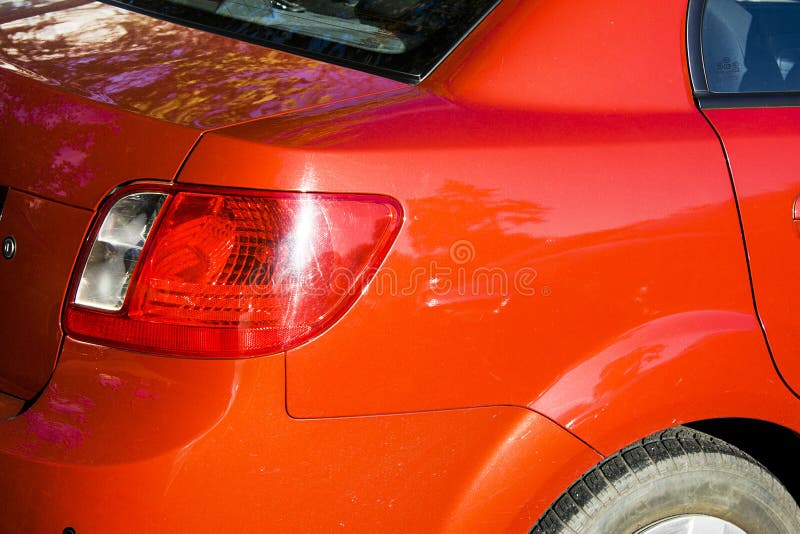 Red kia car back light. Closeup stock images