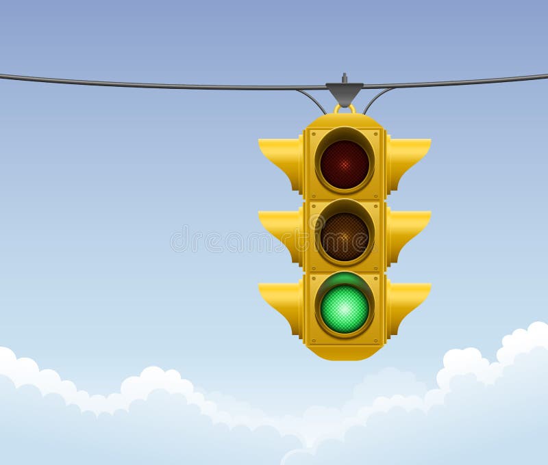Retro green traffic light stock illustration