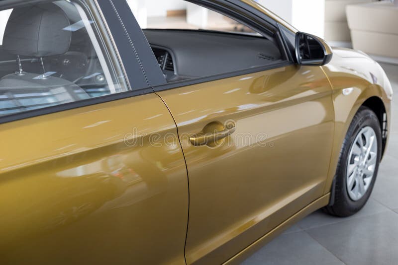 Russia, Izhevsk - October 30, 2019: New modern Elantra in the Hyundai showroom. Famous world brand. Prestigious vehicles stock photos