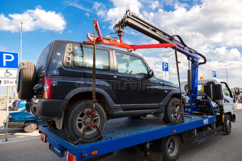 Forced evacuation vehicle for an incorrect parking royalty free stock photo