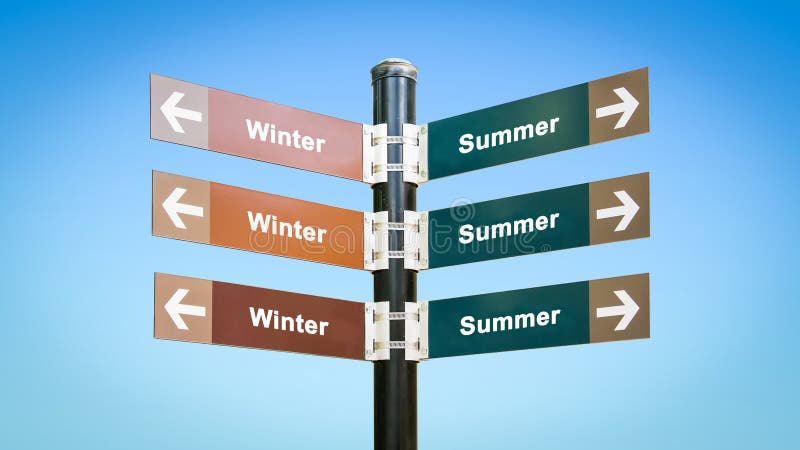 Street Sign to Summer versus Winter vector illustration