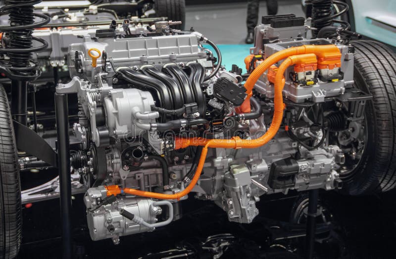 Switzerland; Geneva; March 8, 2018; The KIA hybrid car engine; the 88th International Motor Show in Geneva from 8th to 18th of. March, 2018 stock photography
