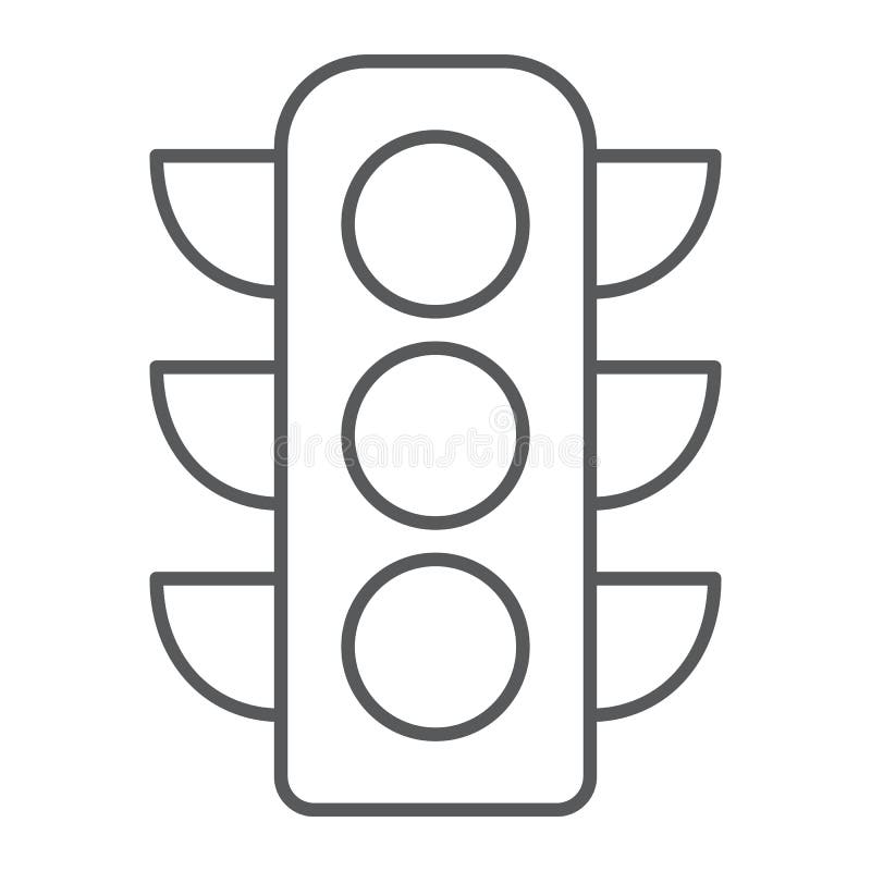 Traffic light thin line icon, regulation and traffic, stoplight sign, vector graphics, a linear pattern on a white royalty free illustration
