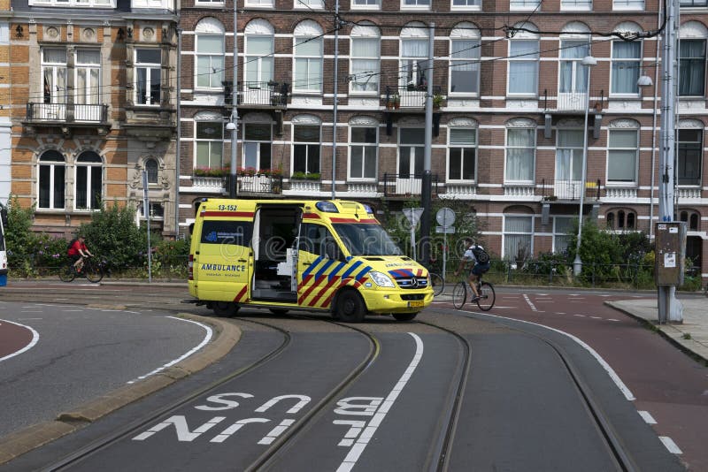 Tram Accident With Ambulance At Amsterdam The Netherlands 2019 stock image
