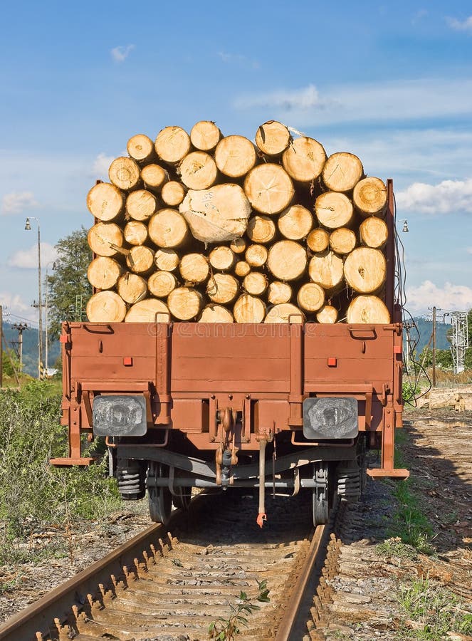 Transporting wooden logs stock photography