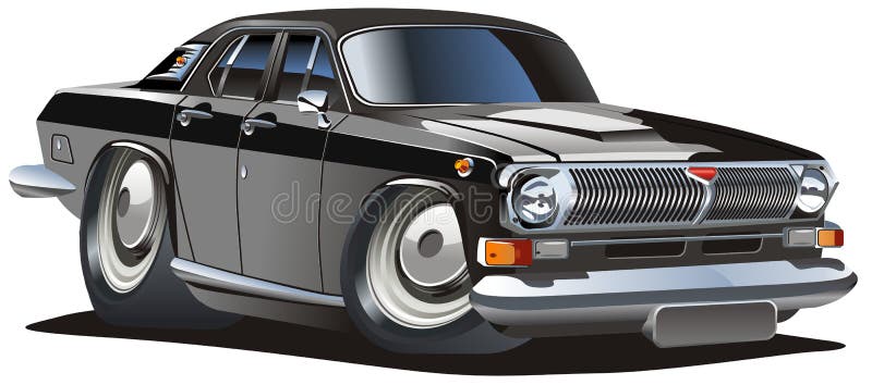 Vector cartoon classic car. Vector detailed illustration retro soviet cartoon car GAZ-24 Volga isolated on white background. Available AI-10 vector format vector illustration