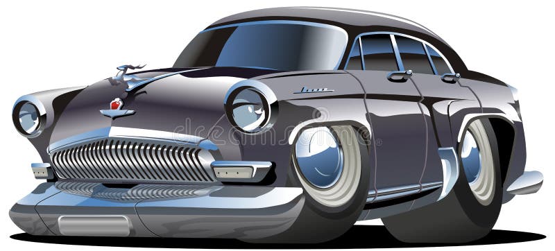 Vector cartoon retro car. Vector illustration vintage cartoon car `Volga` Gaz-21 isolated on white background. Available CDR-9 vector format vector illustration
