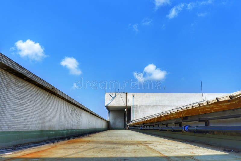 The way to exit on the top of building. Feeling like stairway to heaven or success royalty free stock photos