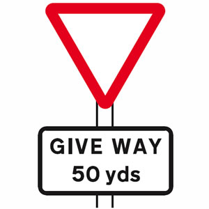 Distance to give way line ahead sign