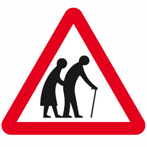 Frail pedestrians likely to cross road sign