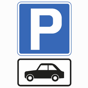 Motor car parking sign