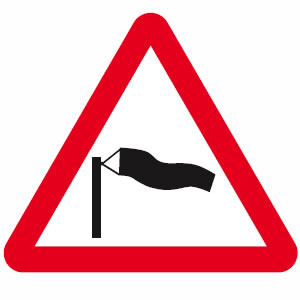 Side winds road sign