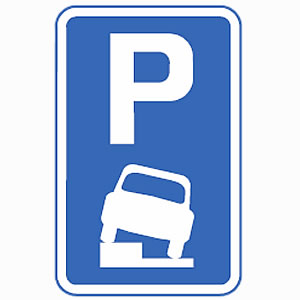 Vehicles may park partially on pavement sign