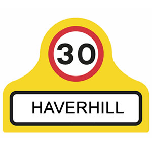 Start of a speed limit at the boundary of a town or village sign