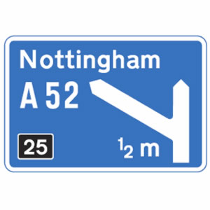 Motorway exit road sign