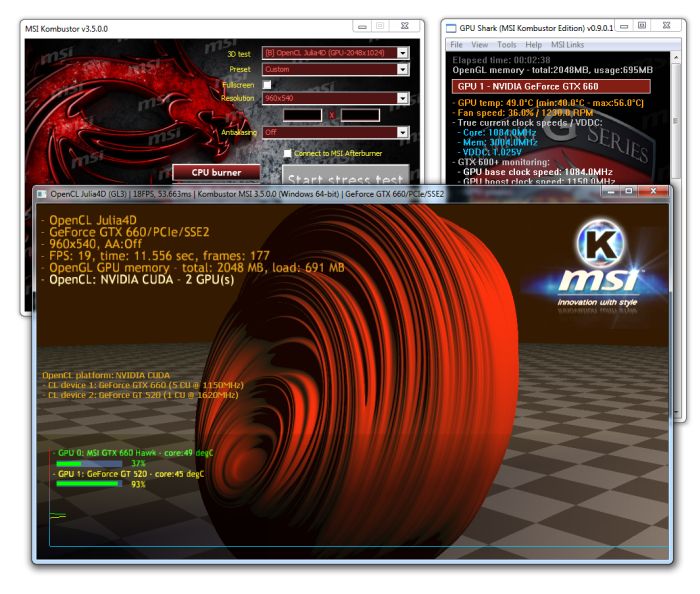 MSI Kombustor - OpenCL computing test - Julia4D